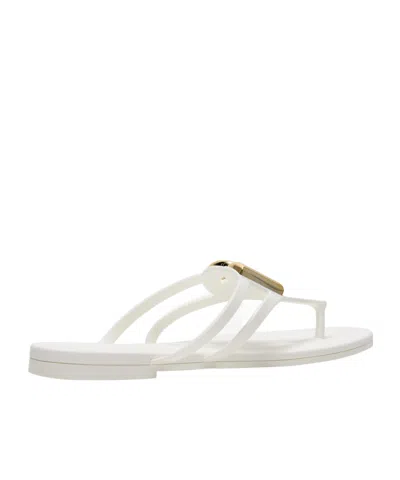 Dolce & Gabbana Embellished Rubber Flip Flops In Multi