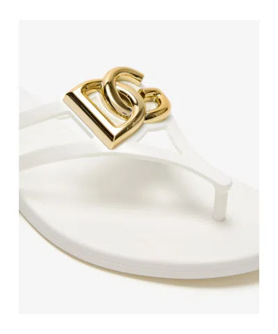 Dolce & Gabbana Embellished Rubber Flip Flops In Multi