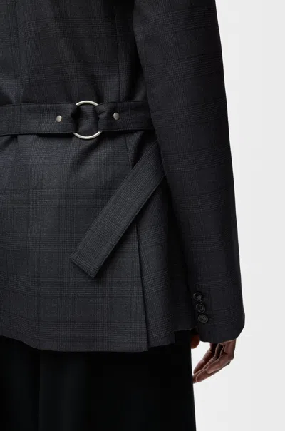 Loewe Wool Check Draped Blazer In Gray