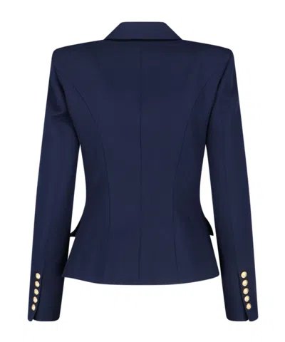 Balmain Double Breasted Jacket In Blue