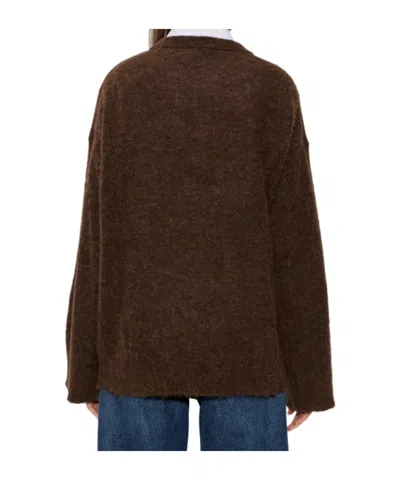 Ganni Brushed Alpaca Graphic Oversized Sweater In Brown