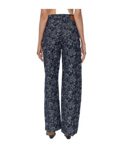 Ganni Floral-pattern Jeans In Blue