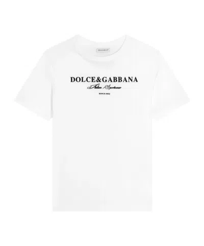 Dolce & Gabbana Short-sleeved Jersey T-shirt With Dolce&gabbana Print In Neutral