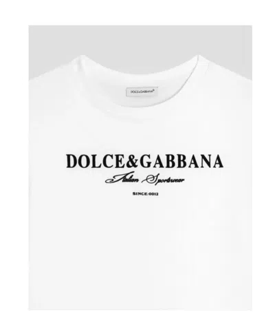 Dolce & Gabbana Short-sleeved Jersey T-shirt With Dolce&gabbana Print In Neutral