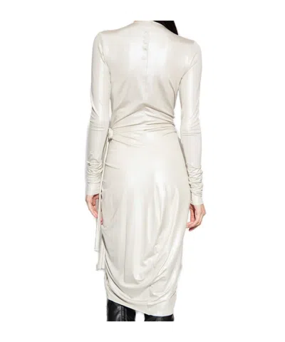 Rick Owens Draped-design V-neck Dress In White