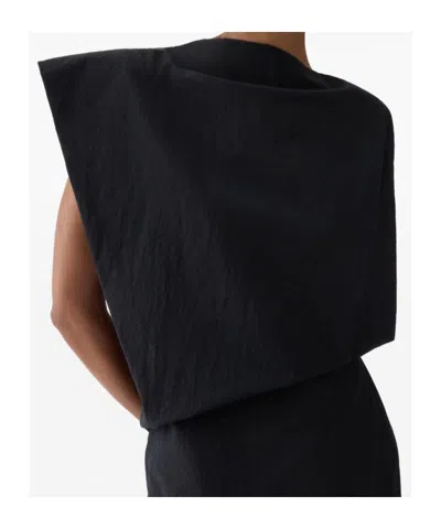 Jacquemus Drap Cotton-blend Poplin Midi Dress In Black