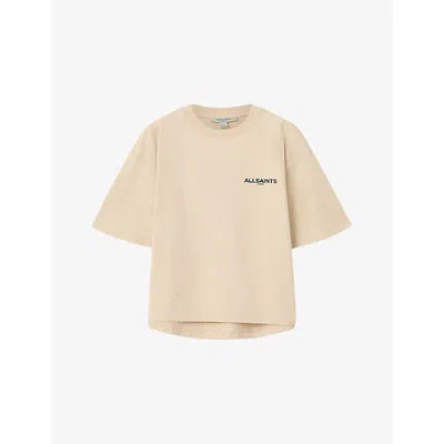 Allsaints Womens Sandy White Halis Amelie Oversized-fit Cotton-jersey T-shirt In Neutral