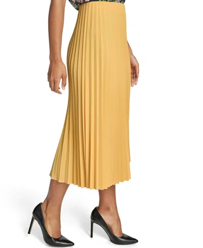 Tommy Hilfiger Solid Pleated Pull-on Midi Skirt In Deep Maize In Yellow