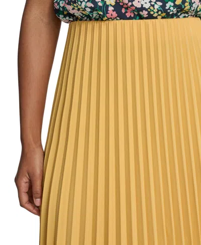 Tommy Hilfiger Solid Pleated Pull-on Midi Skirt In Deep Maize In Yellow