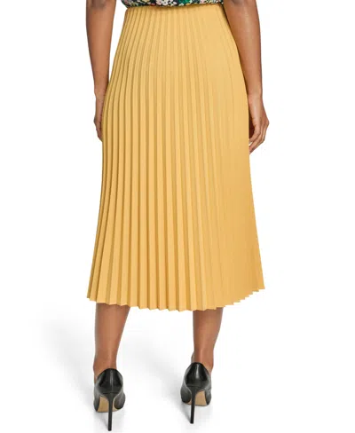 Tommy Hilfiger Solid Pleated Pull-on Midi Skirt In Deep Maize In Yellow