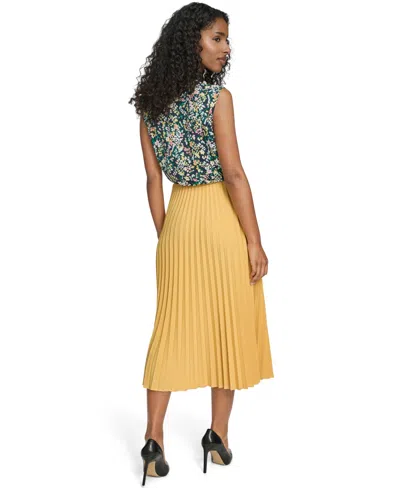 Tommy Hilfiger Solid Pleated Pull-on Midi Skirt In Deep Maize In Yellow