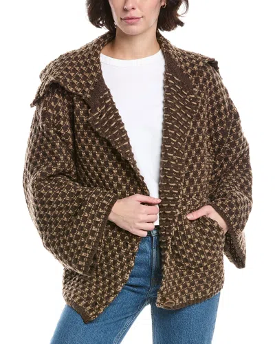 Lyra & Co Knit Jacket In Brown