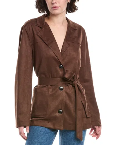 Lyra & Co Microsuede Coat In Brown