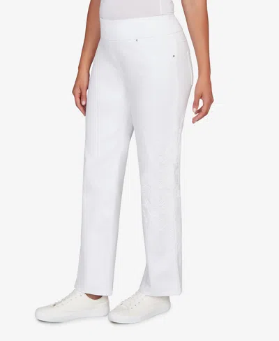 Ruby Rd. Petite Embroidered Stovepipe Pull On Jeans In Multi