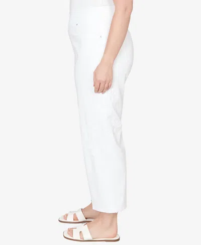 Ruby Rd. Plus Size Embroidered Stovepipe Pull On Jeans In Multi