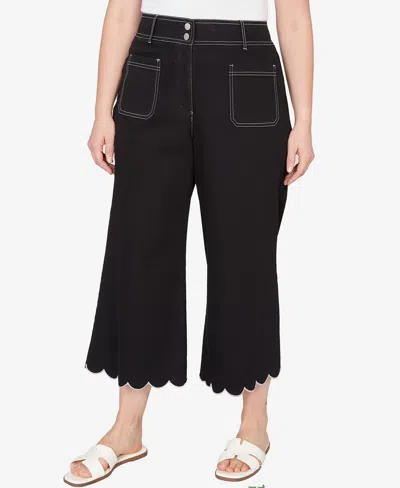 Ruby Rd. Plus Size Scallop Hem Contrast Stitch Ankle Jeans In Multi