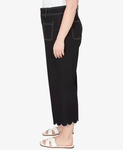 Ruby Rd. Plus Size Scallop Hem Contrast Stitch Ankle Jeans In Multi