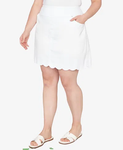 Ruby Rd. Plus Size Scallop Hem Stretch Denim Skirt In Multi