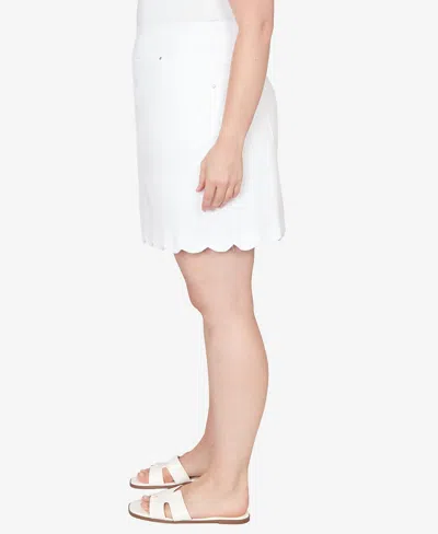 Ruby Rd. Plus Size Scallop Hem Stretch Denim Skirt In Multi