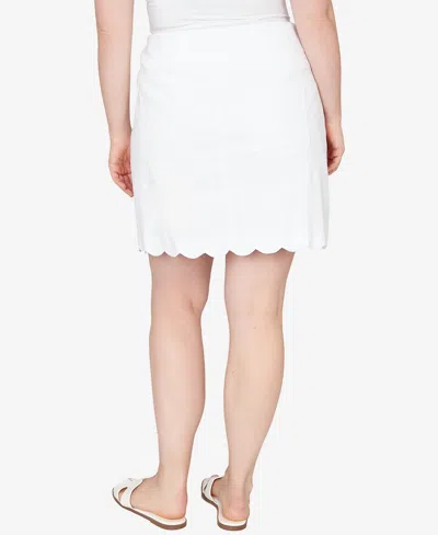 Ruby Rd. Plus Size Scallop Hem Stretch Denim Skirt In Multi