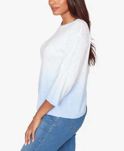 Ruby Rd. Petite Dip Dye Ombre Cotton Pullover Sweater In Blue