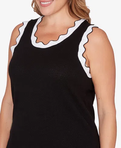 Ruby Rd. Plus Size Scallop Trim Tank Sweater In Black
