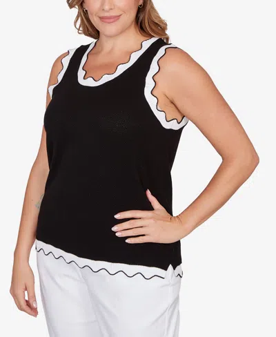 Ruby Rd. Plus Size Scallop Trim Tank Sweater In Black