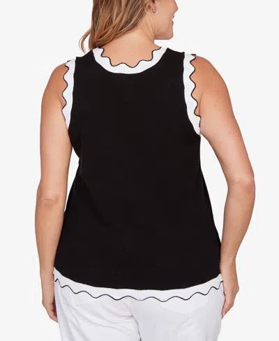 Ruby Rd. Plus Size Scallop Trim Tank Sweater In Black