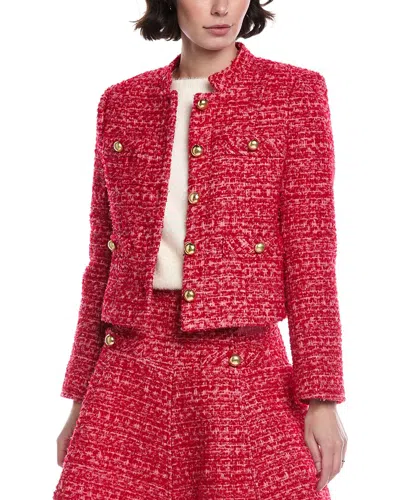 Stellah Wool-blend Tweed Jacket In Red