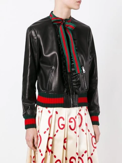 Shop Gucci Ruffle Bomber Jacket