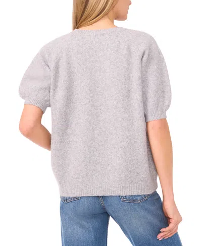 Cece Flower Embroidery Pull Over Wool-blend Blouse In Gray