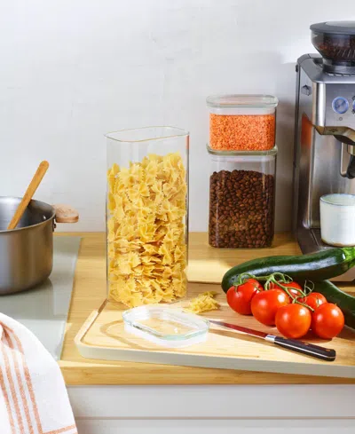 Pebbly Rectangular All-glass Canisters Assorted, Set Of 3 In Transparent