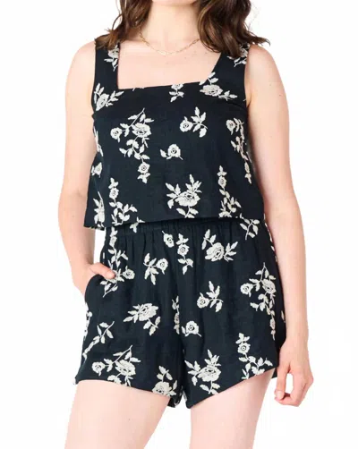 Dex Blanche Floral Shorts In Black In Black