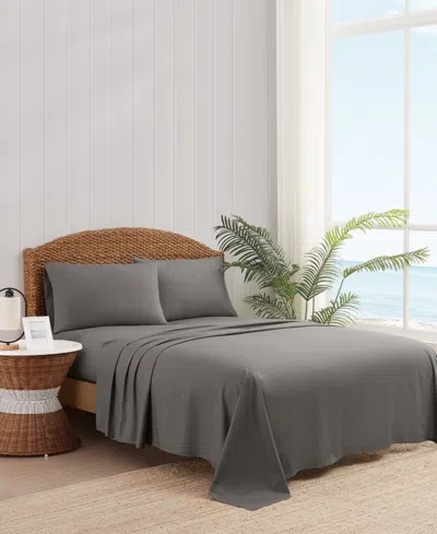 Oceanfront Resort Embroidered Percale 200-thread Count 5-pc. Sheet Set, Split King In Gray