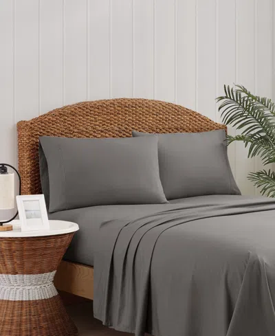 Oceanfront Resort Embroidered Percale 200-thread Count 5-pc. Sheet Set, Split King In Gray