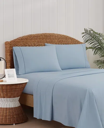 Oceanfront Resort Embroidered Percale 200-thread Count 5-pc. Sheet Set, Split King In Blue