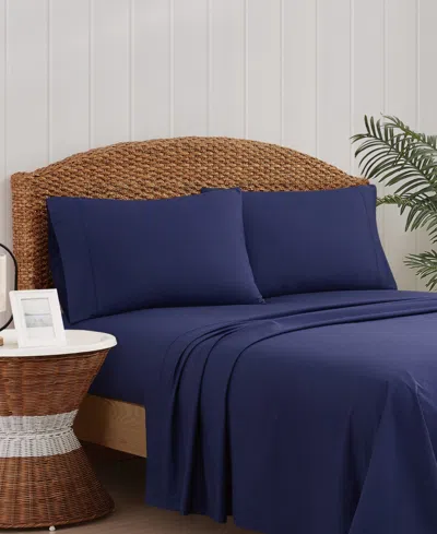 Oceanfront Resort Embroidered Percale 200-thread Count 4-pc. Sheet Set, King In Blue