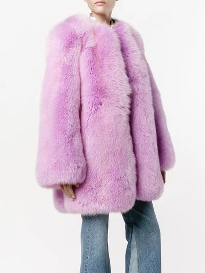Gucci Fox Fur Coat In Pink