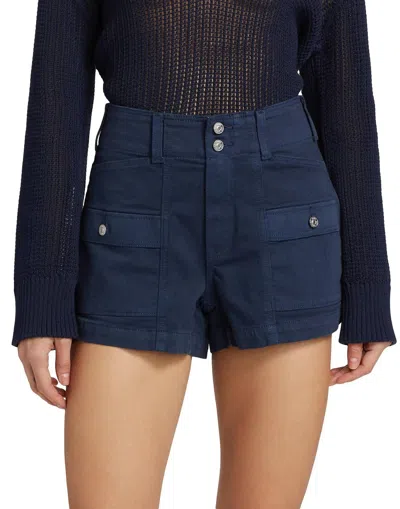 Paige Womens Vintage Navy Seascape Olivia High-rise Cargo Denim Shorts In Blue