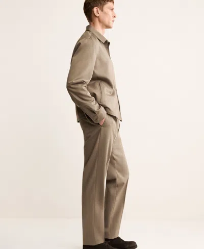 Mango Wool Zip Front Jacket In Brown