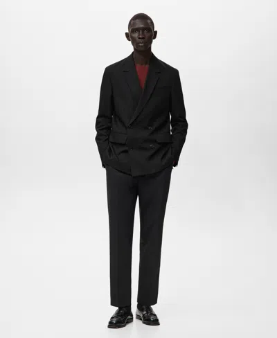Mango Boston Double Breasted Blazer In Black