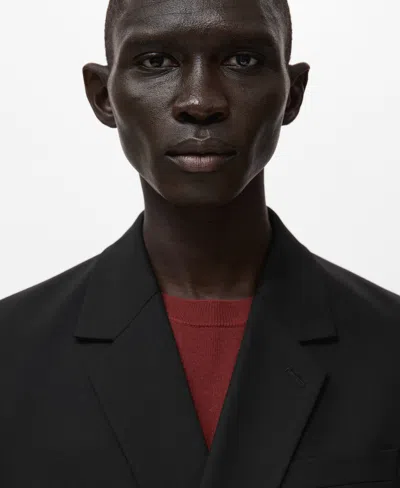 Mango Boston Double Breasted Blazer In Black