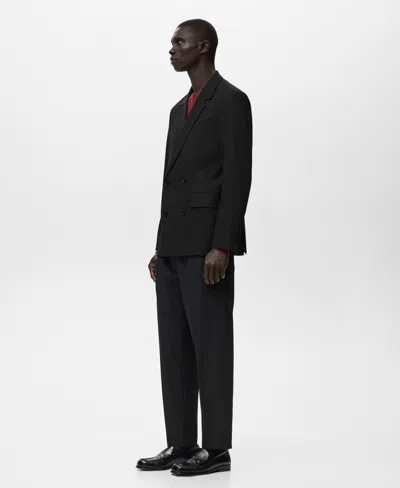 Mango Boston Double Breasted Blazer In Black