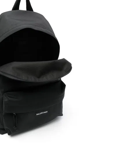 Balenciaga Explorer Backpack With Logo Patch In Black