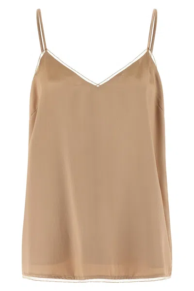 Fabiana Filippi Women Beige Lingerie Top, S Luxury Tops For Women Darveys In Brown