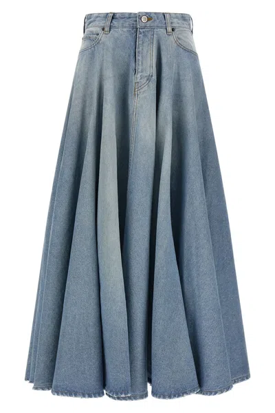Balenciaga Maxi Skirt With Innovative Design And Five-pocket Style In Blue