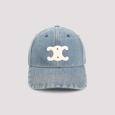 Celine Triomphe Baseball Cap In Blue