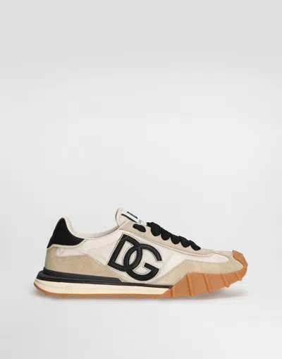 Dolce & Gabbana Dg Athletic Black Low Top Sneakers With Logo Patch On The Tongue And Maxi Logo On The Side In Suede 