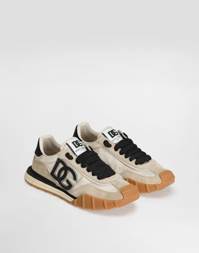 Dolce & Gabbana Dg Athletic Black Low Top Sneakers With Logo Patch On The Tongue And Maxi Logo On The Side In Suede 