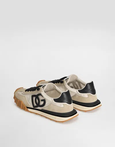 Dolce & Gabbana Dg Athletic Black Low Top Sneakers With Logo Patch On The Tongue And Maxi Logo On The Side In Suede 